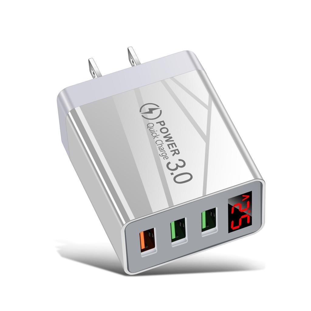 30W Quick Charge 3.0 LED Display 3 Ports USB Phone Charger Fast Charging For iPhone 12 Pro Samsung S20 Chargers EU Wall Adapter