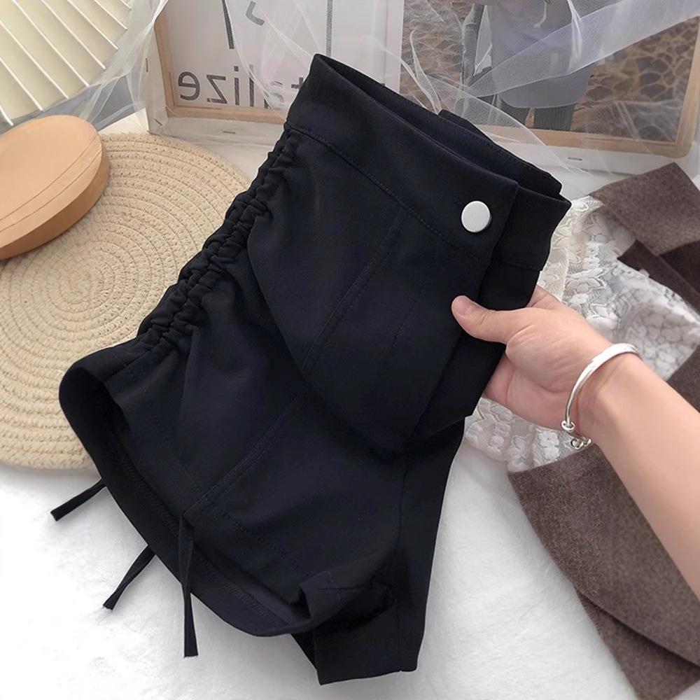 

Women s Summer Black High-Waist Wide-Leg Shorts - Slimming Design, Plus Size, Pear Shape Fit L [105-118 lbs]
