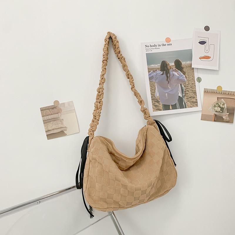 Cotton Girl Sash Bag With Bowknot Closure For Daily Casual Use