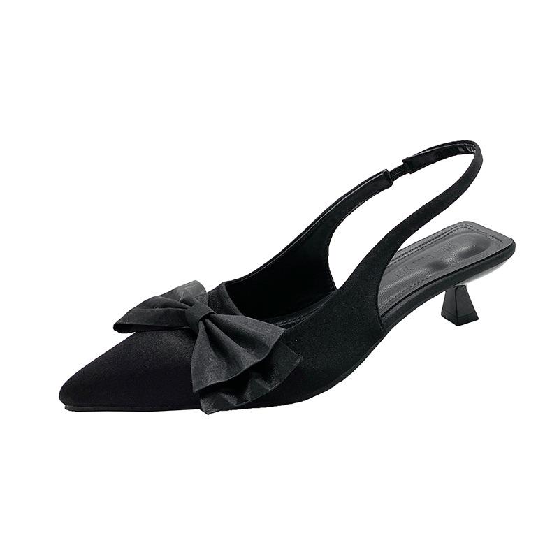 Ladies Sandals Pointed Bow Fashion Sexy Summer 2025 New Stiletto Sandals Plus Size High Heels Slippers Designer Dress Sandals