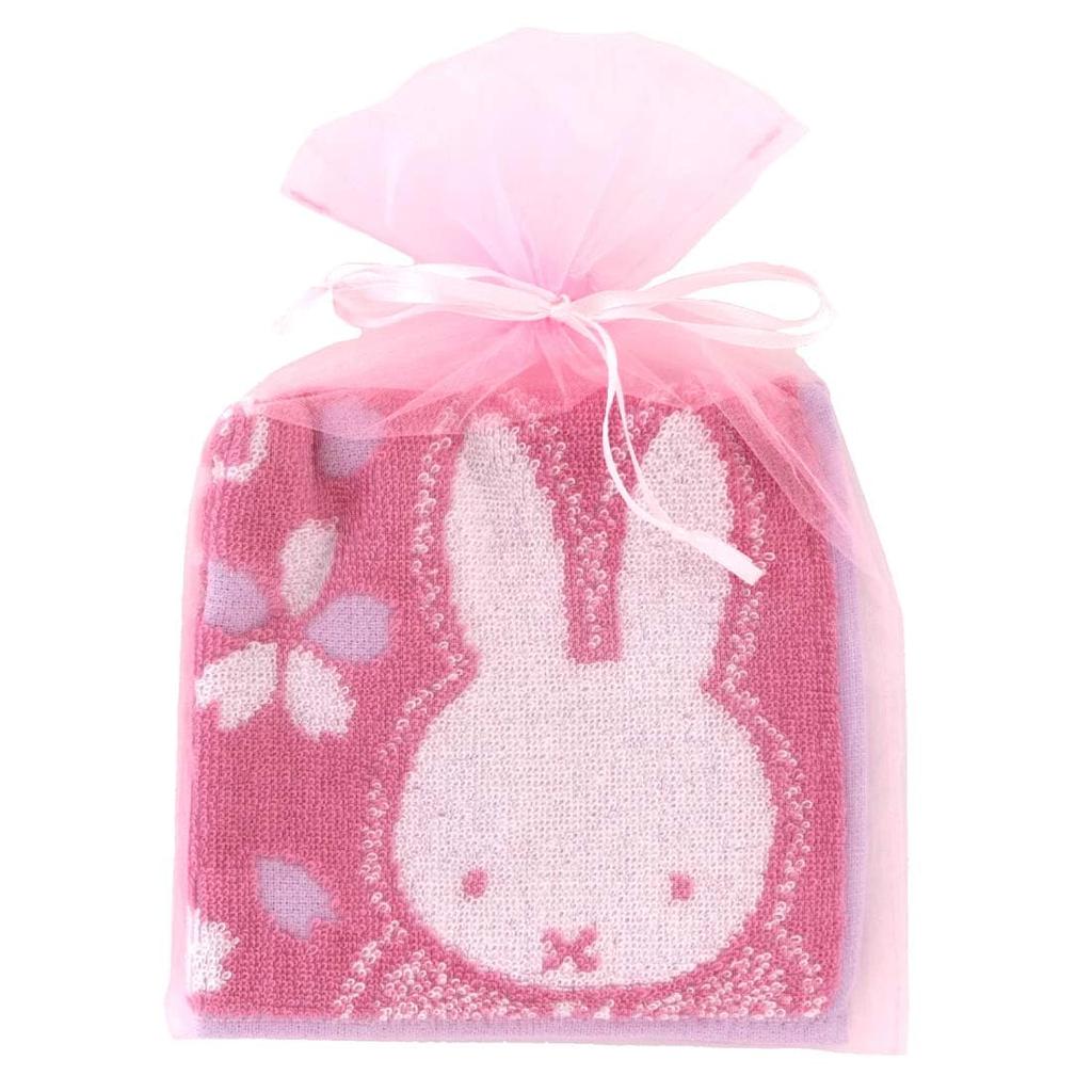 Miffy Towel Cherry Blossoms and Miffy in Hand Handkerchief, (Packaged Organza) (Pink), Women's, Towel, Approx. 25cm, 001031-0003-01