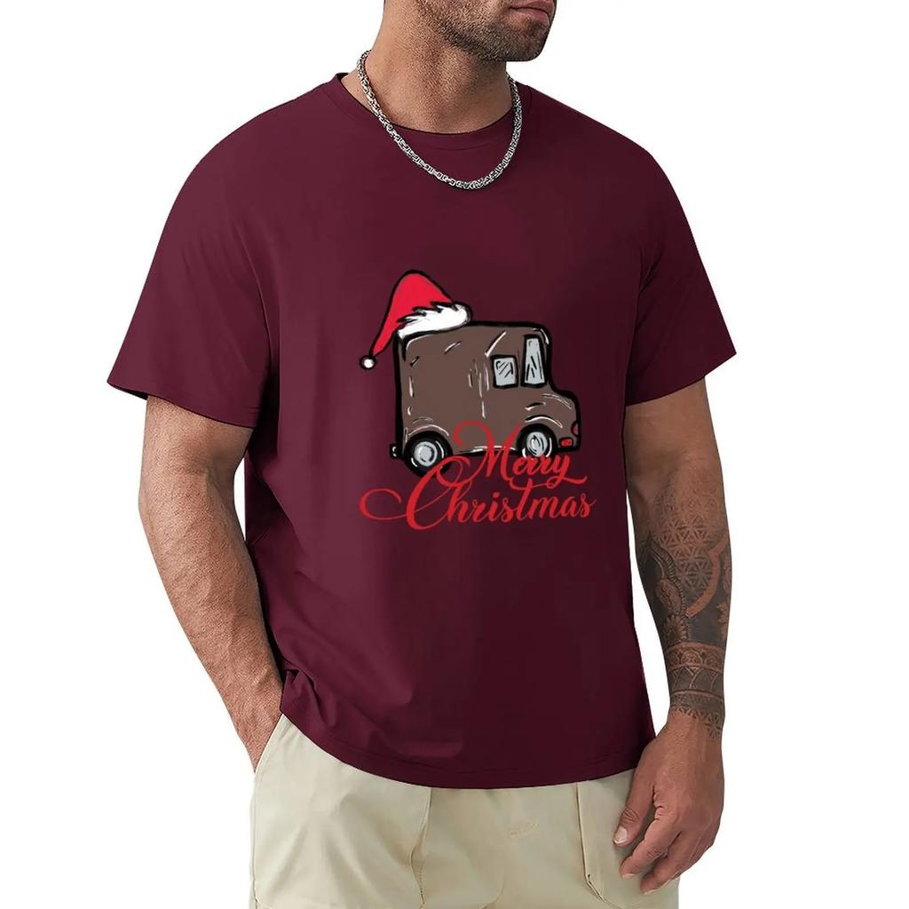 Merry Christmas Ups Driver Truck Mail Carrier Gift Santa Hat T-Shirt cute tops customs quick-drying graphic t shirts