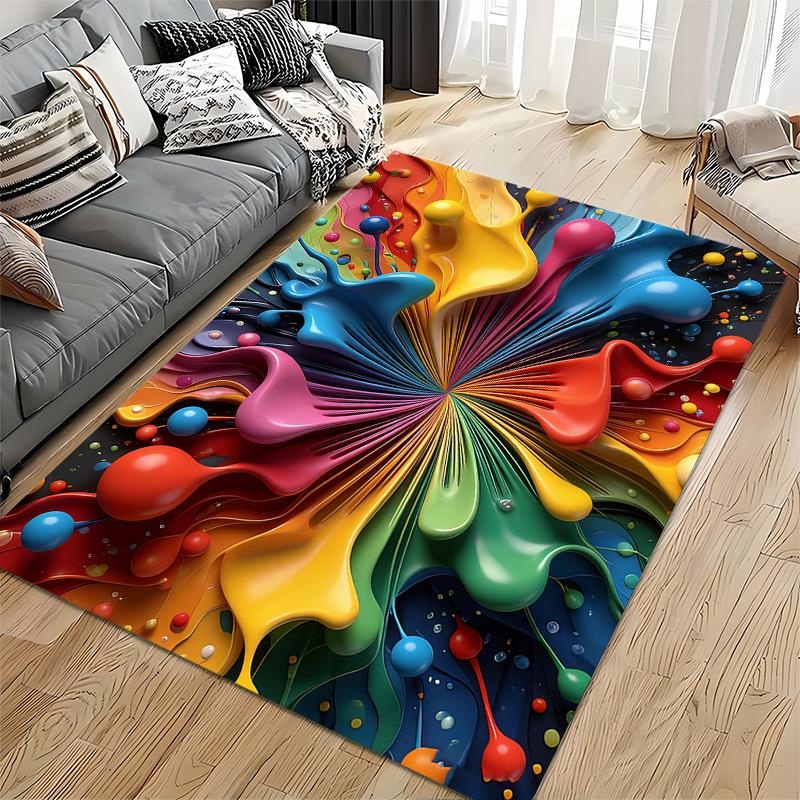 3D Colorful Abstract Splash Art Pattern Living Room Carpet Rug Suitable for use as an anti-slip for living room bedroom sofas