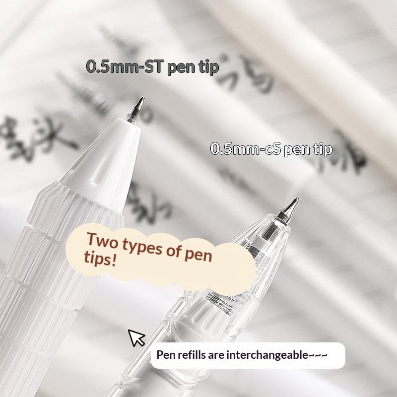 5Pcs Retractable Gel Pen Korean Fashion Simplicity Transparent Writing Pen Quick Drying St/Cs Tip 0.5Mm Black Ink Scrapbook Pen