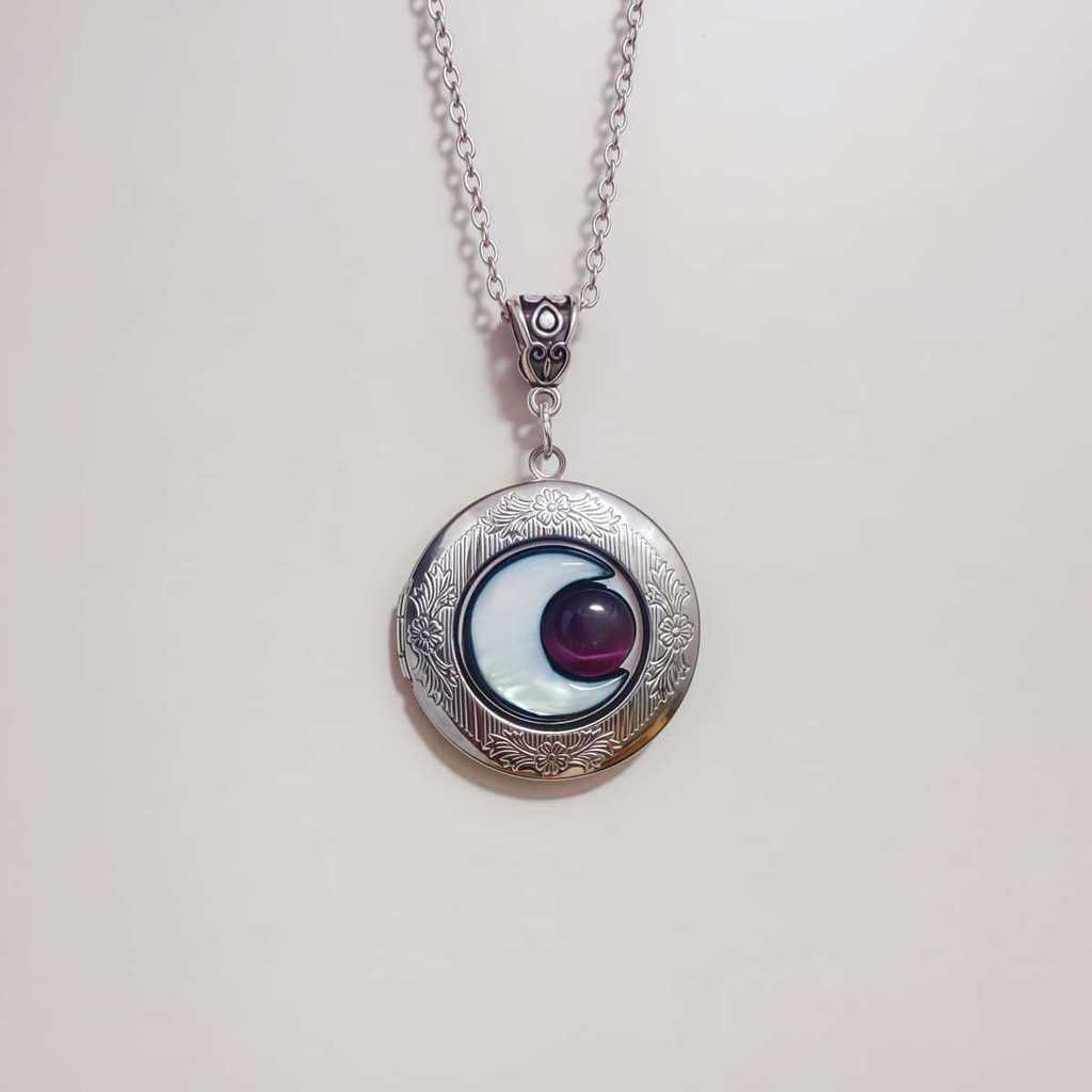 Moonstone Crystal Pendant Necklace With Geometric Alloy Design For Night Sky Themed Parties