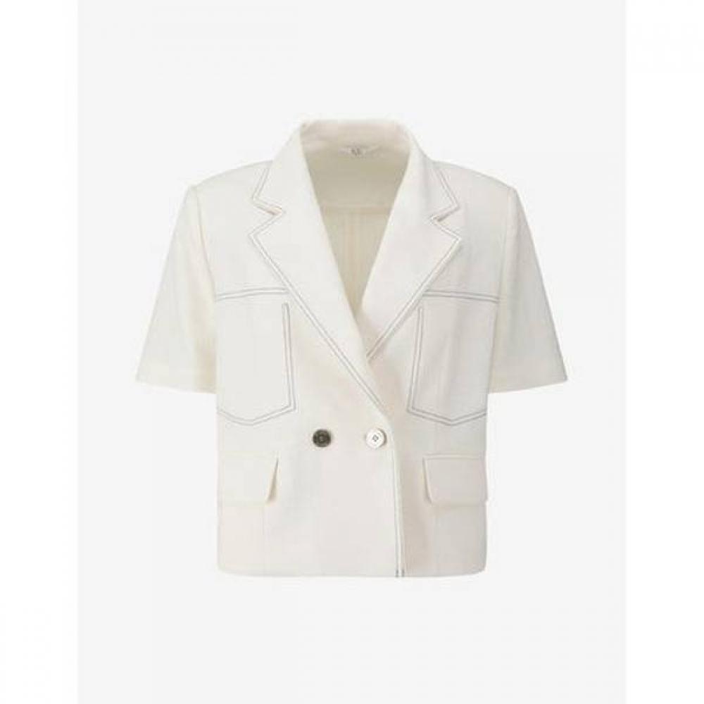 Cc Collect Half Sleeve Color Stitched Crop Jacket C262msf135