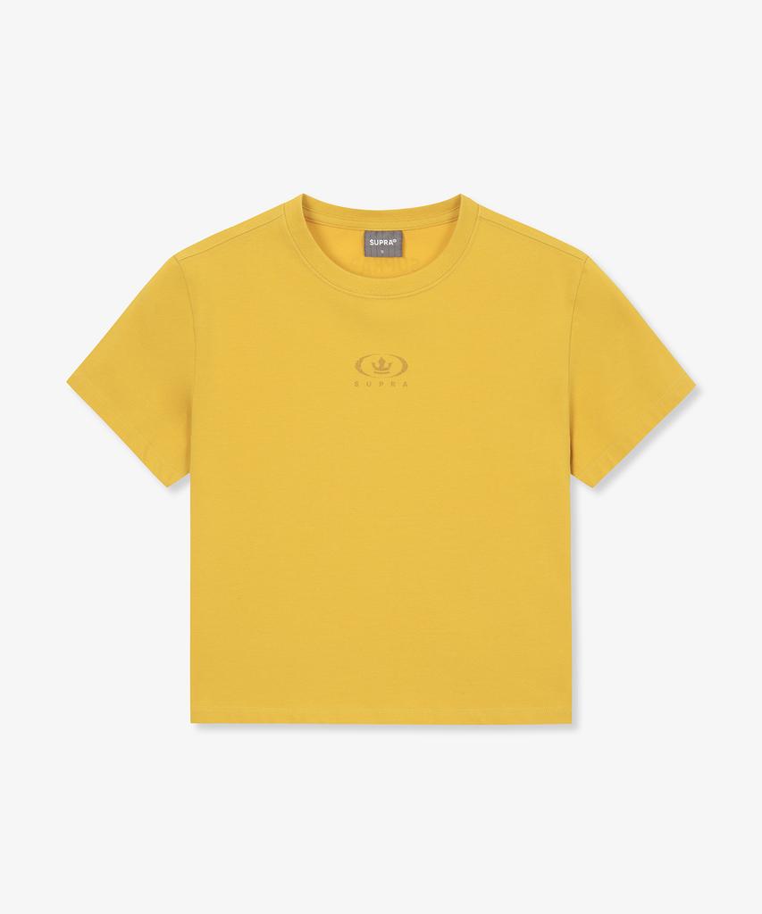SUPRA Women'S Circle Crown Washed Crop T-Shirt (Yellow)
