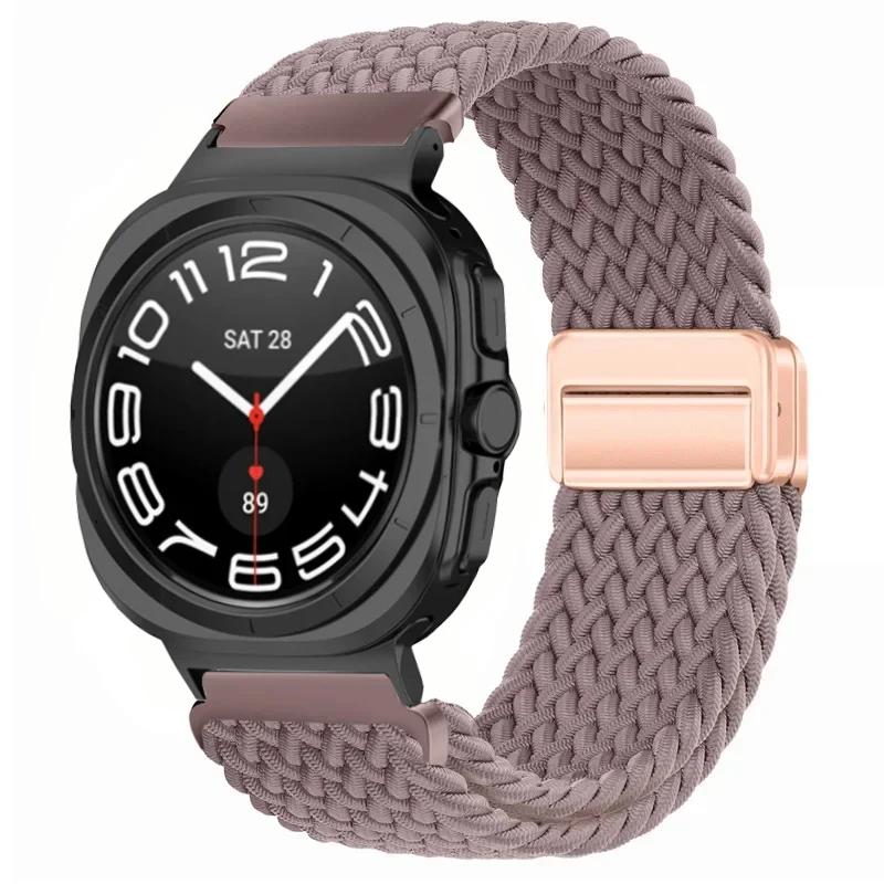 Gevlochten Nylon Lusband Voor Samsung Galaxy Watch Ultra 47mm Magnetische Armband Polsband voor Galaxy Watch 8 Ultra 2026 47mm Band