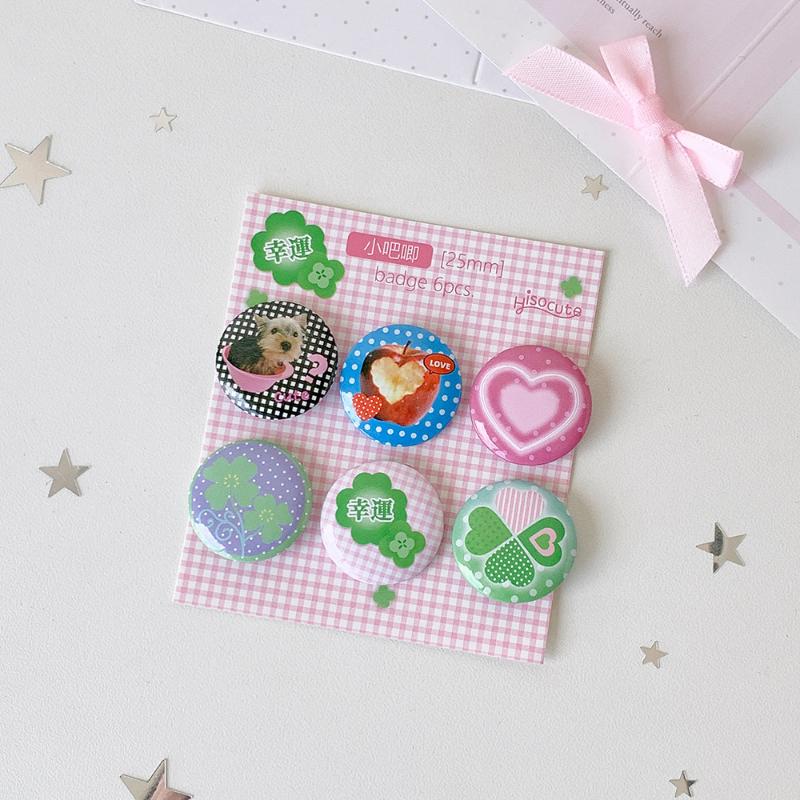 Y2K Kawaii 6/24Pcs Cartoon Badges Japanese Retro Look Ideal for DIY Arts and Crafts