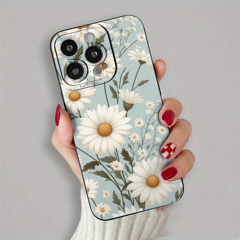 Daisy Flower Pattern Phone Case Suitable for iPhone 17 16 15 14 13 12 11 Pro/Max/Plus Anti Drop and Shockproof