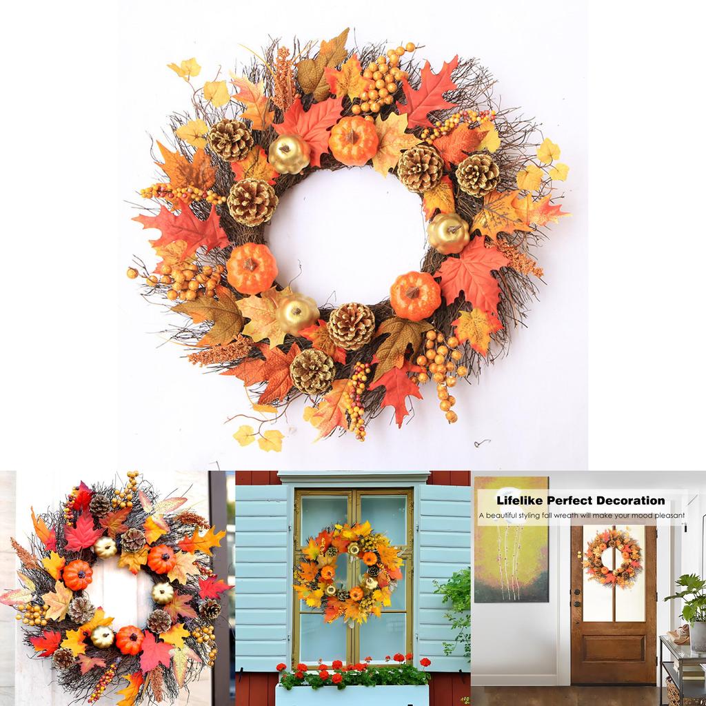 Large Autumn Wreath For Wall Classic Front Door Decor For Halloween And Thanksgiving
