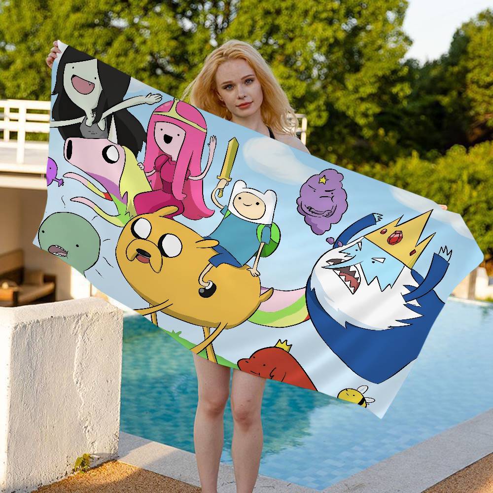 A-Adventure Time Microfiber Blanket Quick Drying Beach Towels Oversized Printing Super Absorbent Pool Towel Blanket