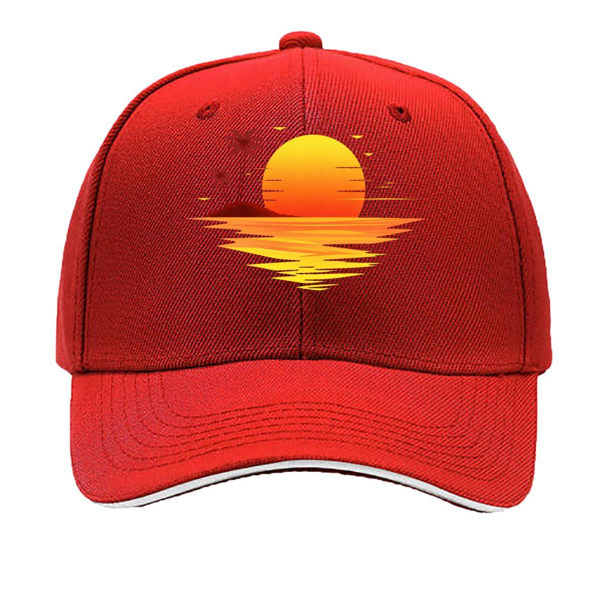 Tropical Island Palm Tree Sunset Ocean Reflection Sandwich Baseball Cap Unisex Women Sun Cap Outdoor Workouts Hat One Size