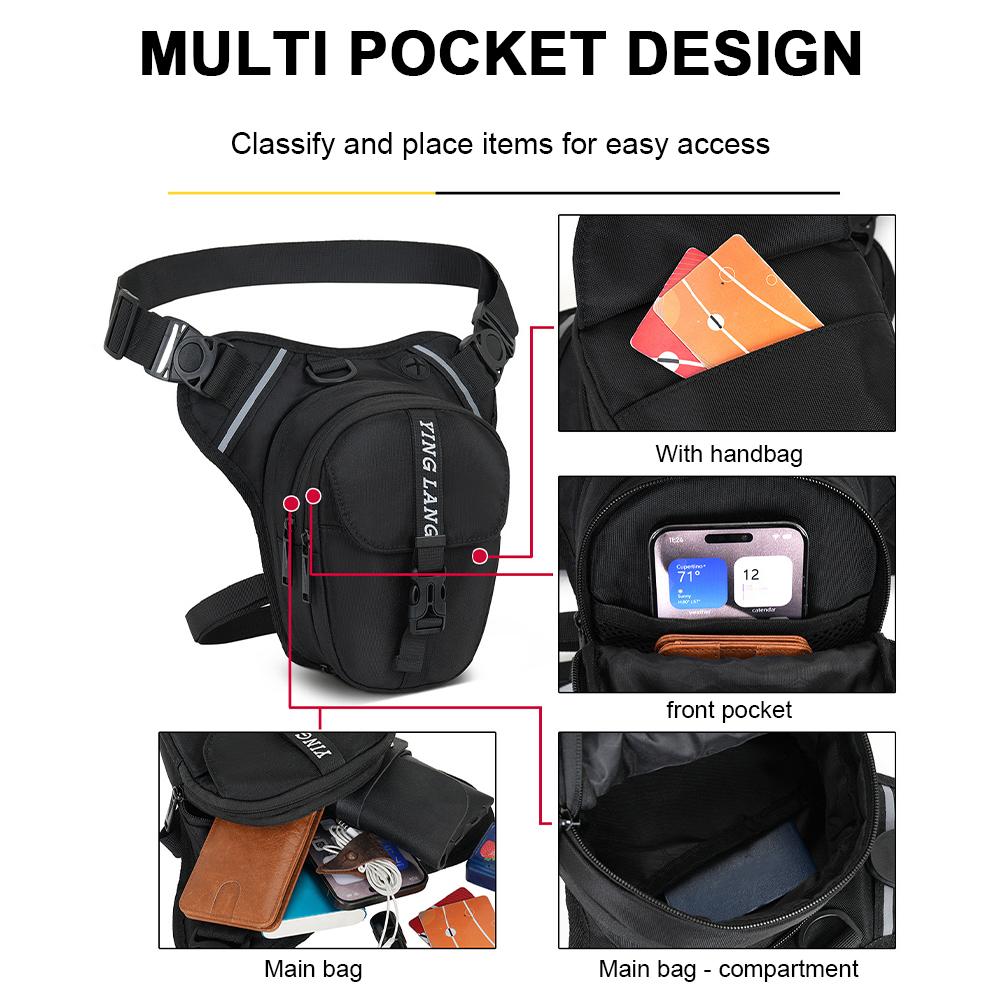 Motorcycle Drop Leg Bag Hip Bum Motorcycle Bag Large Capacity Motorbike Riding Chest Bag Motorcycle Thigh Bag for Outdoor Travel