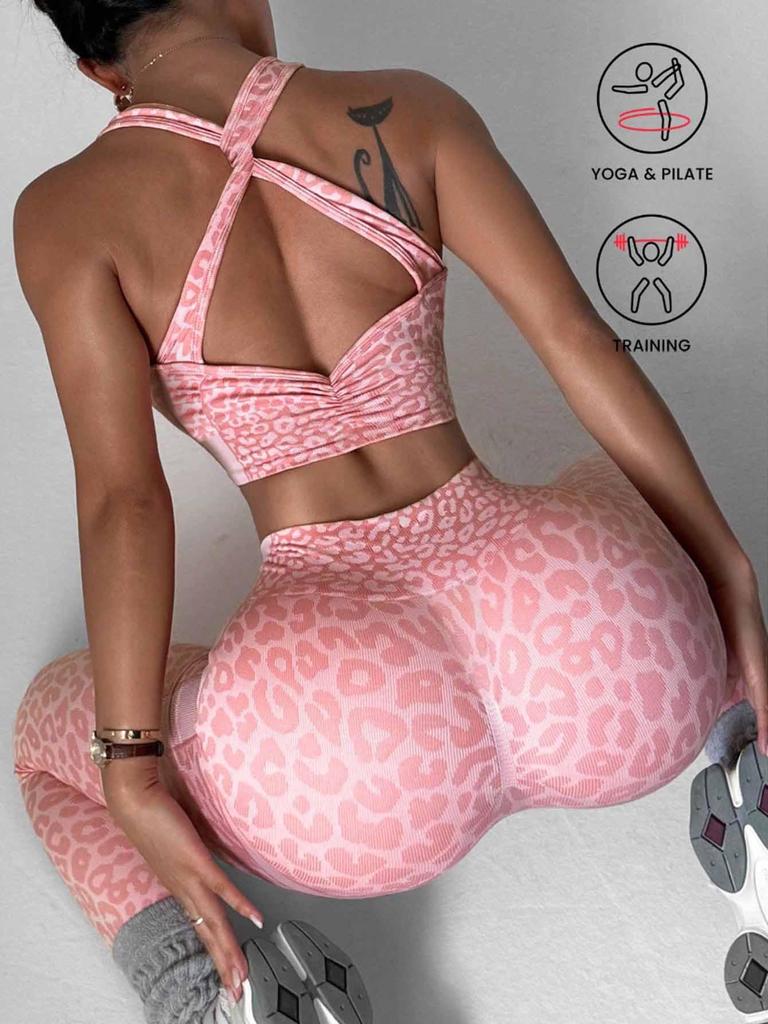 Women's Seamless Cross-Back Sports Yoga Set - 2-Piece Fitness & Casual Wear