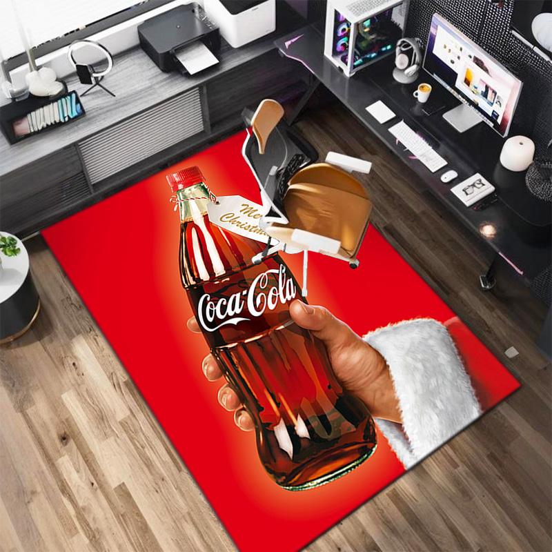 Christmas Gift Halloween Themed Cola Beverage Coca Cola Carpet Is Suitable for Living Room and Bedroom Doormats Office Balcony Decorative Carpet V26