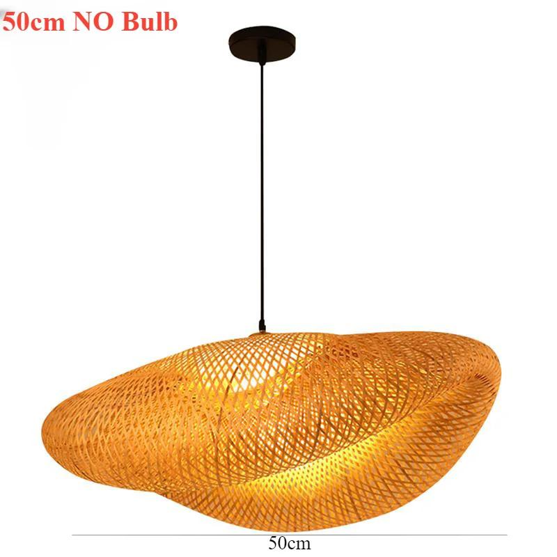JOYINLED 50cm Hand Woven Bamboo Pendant Light, Modern Natural Rattan Ceiling Lamp for Kitchen Island Dining Room Cafe