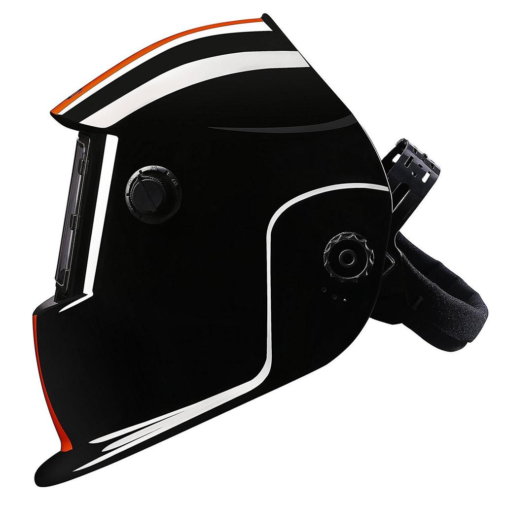 DEKOPRO Welding Solar Rechargeable Welding Adjustable Shadow Range sec Darkening Speed for and Arc Black Orange Auto-Darkening Helmet, Mask/Welding