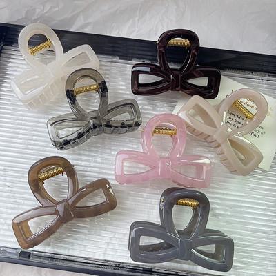 Acrylic Bow Hair Clips Korean Woman Hair Claw Clip Hollow Elegant Hair Pin Temperament French Hair Accessories Gifts Party Jewelry