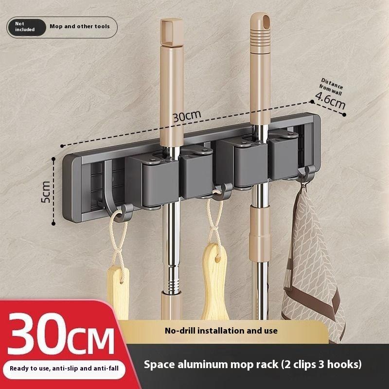 Organizer Wall Mounted Broom Holder Mop Clip Stand Brush Rack Hanging Pipe Hook Kitchen Storage Bathroom Accessories Tools