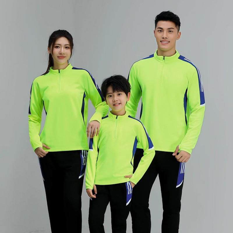 Warm Fleece-Lined Soccer Training Set Kids Adults Long Sleeve Football Jersey Uniform Sportswear