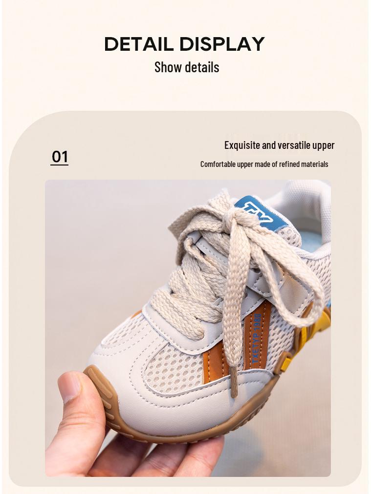 2026 Korean Style Aggan Kids' Breathable Mesh Sneakers - Boys' Sports & Girls' Casual Shoes for Spring/Autumn