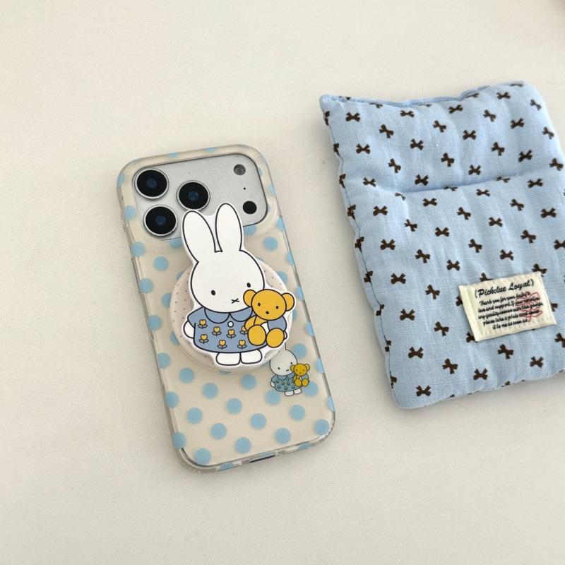 

Japan Korea Tulip Miffy Bear Magnetic Case for Apple iPhone 16/17 Pro Max, 15 Pro, 14/13 - Mist Blue iPhone 15