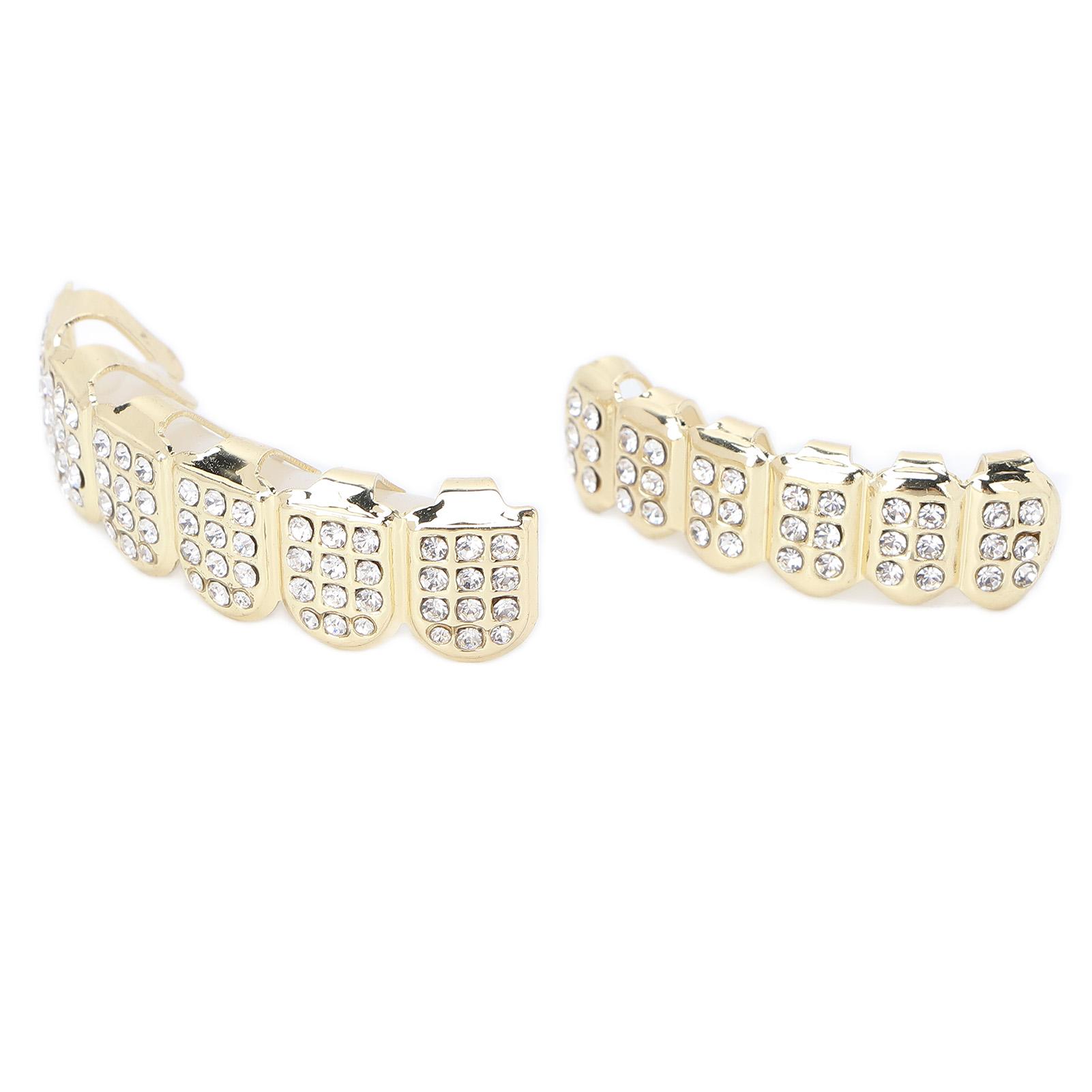Fashionable Gold Plated Hip Hop Teeth Set Alloy Unisex Rapper Costume Teeth Accessories