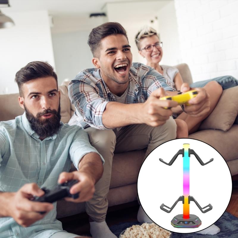 LED Controller Stand Headsets Holder for Desk Rotatable Headphone Stand Detachable Controller Hook Controller Storage