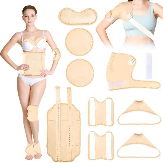 Castor Oil Pack Wrap, 9 Pcs Reusable Organic Castor Oil Pack Kit for Shoulder Chest Waist Knee and Feet, Adjustable Elastic Straps Castor Oil