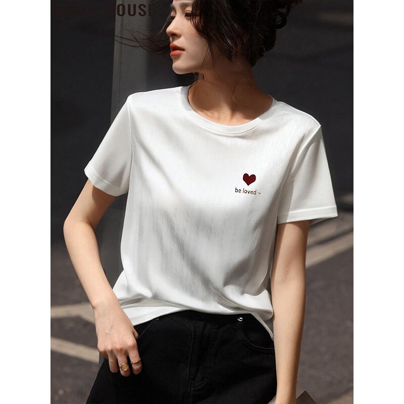

Basic House Women s Heart Print Short Sleeve T-shirt 2XL