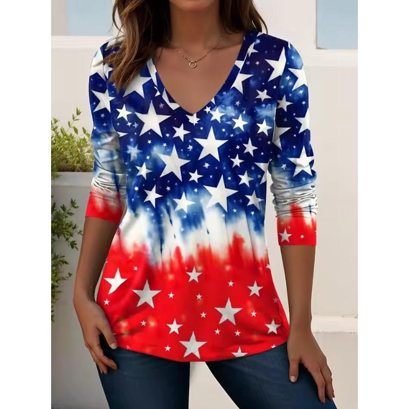 Vintage US Flag 250th Anniversary Pattern Women's T-shirt Summer 3D Print Casaul Long Sleeve Polyester Tops Women Clothing