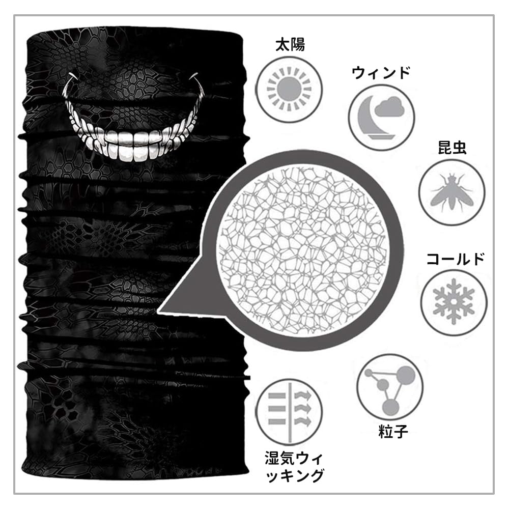 Vrunyuoi Dünner, leichter, elastischer, weicher Totenkopf-Gesichts- und Nackenwärmer, Halbgesichtswärmer, wind- und staubdicht, Outdoor-Aktivitäten wie Radfahren, Schwarz