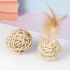 2PCS/1SET Pet Toy Ball Self-soothing Rattan Rattan Ring Sound Ball Hand-woven Double Ball Set Cat Toy Cat Supplies