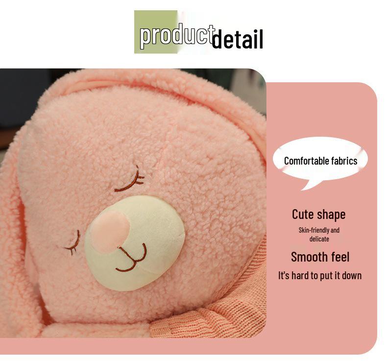 Large Cute Rabbit Hugging Plush Toy for Girl's Bed - Sleeping Pillow & Sweater Doll