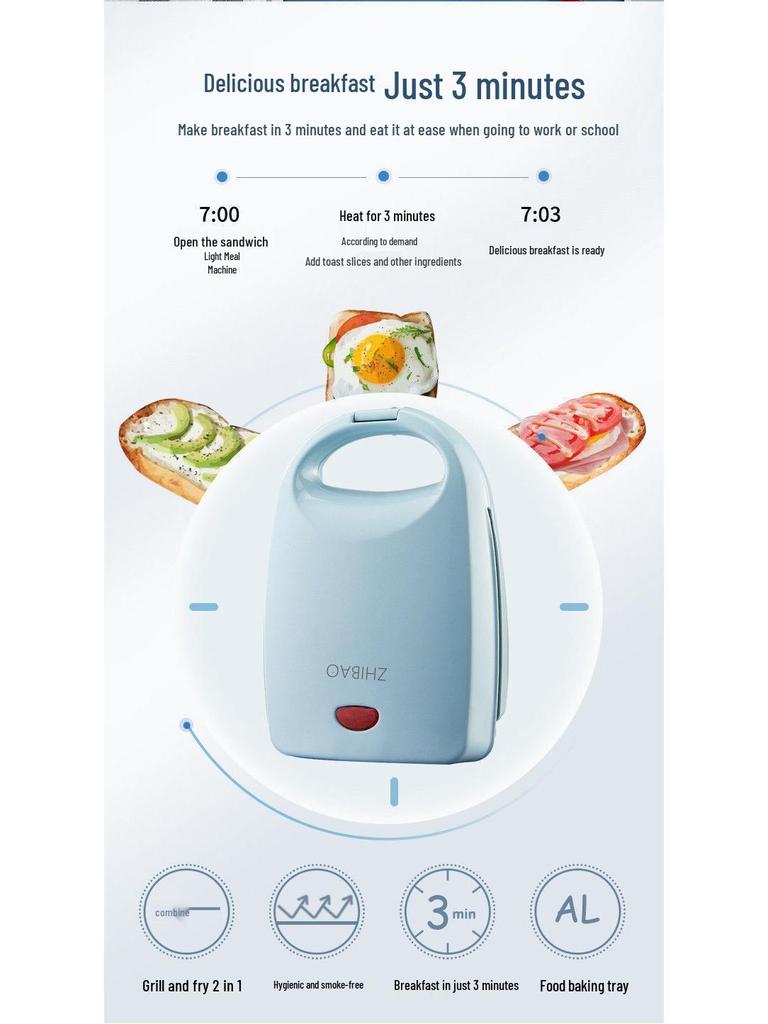 Multifunktionaler Sandwichmaker für Zuhause & Wohnheim - Kompakter Grill für Toast, Frühstück und leichte Mahlzeiten