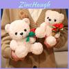 Plush Teddy Bear Gift For Valentines Day With Rose Flower Design For Kids And Adults