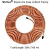 MuHize Upgraded Brake Line Tubing Kit - 25 Ft. Of 3/16 Copper Coated Flexible Tube, Roll 25 Ft 3/16" (Includes 16 Fittings)