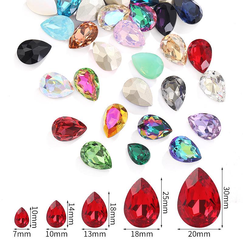 High-Grade K9 Teardrop Rhinestone DIY Jewelry Accessory - Silver-Plated Base with Irregular Crystal Glass Drill, Pointed Bottom