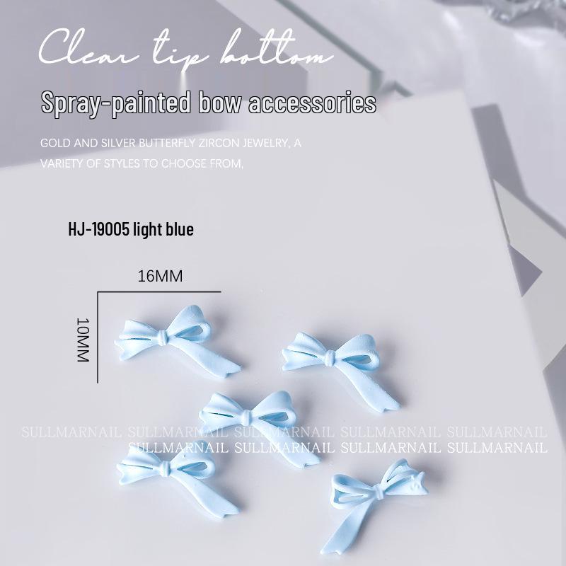 5 Pcs Bow Metal Silk Ribbon Spray Nail Art Charms - Cute French Bowknot Decorations