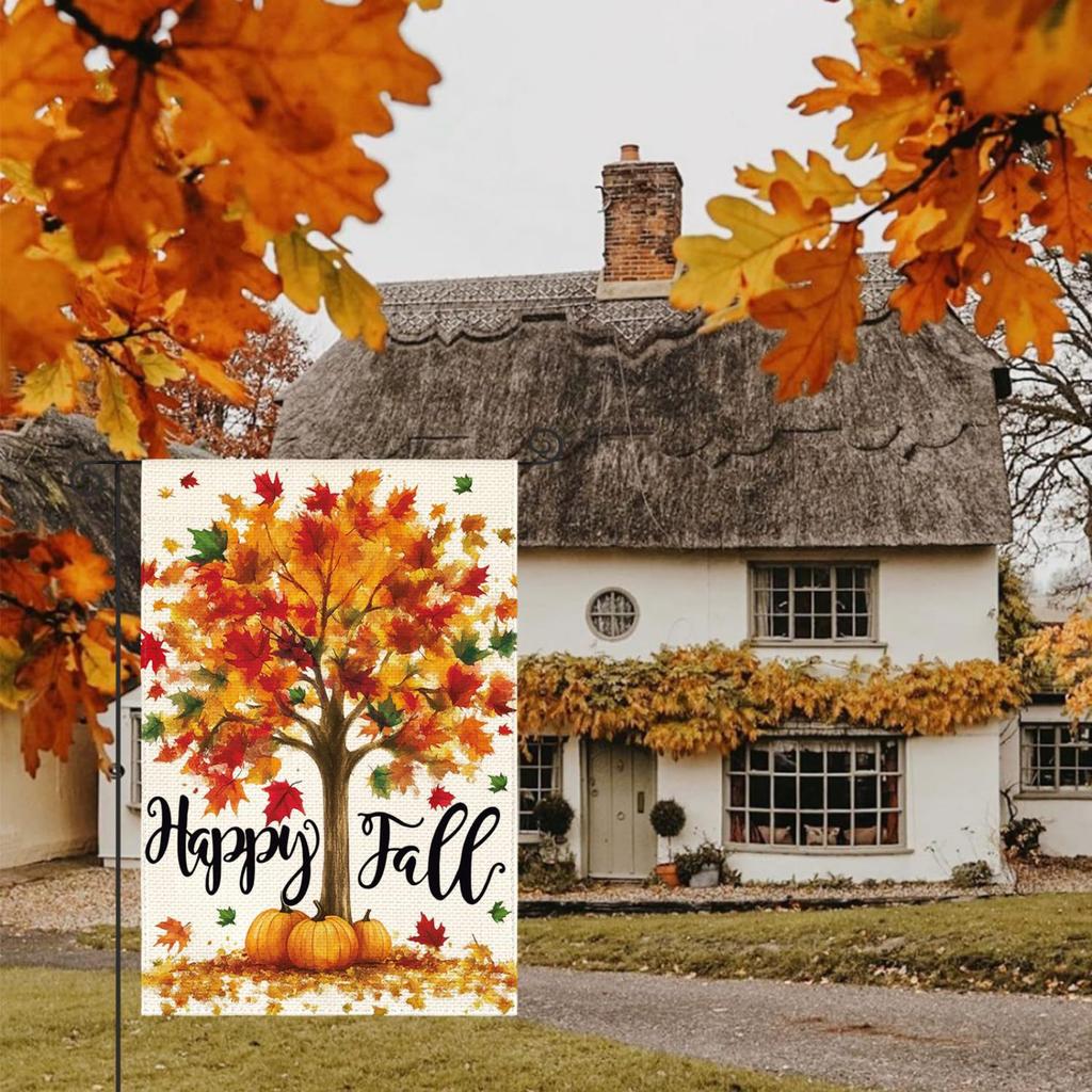 Double Layer Garden Banner - Rustic Outdoor Decorative Hanging Flag For Patios, Fences, And Seasonal Celebrations