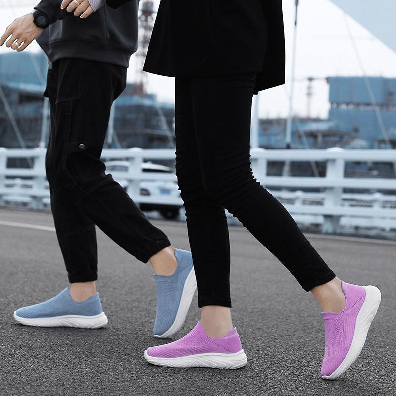 Shoes, men's and women's 25 spring casual shoes, flying weave running shoes, soft-soled couple shoes, trendy one-foot slippers