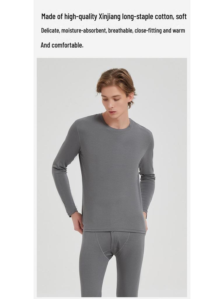 Men's Tencel Lyocell & Cotton Thermal Underwear Set: Antibacterial, Plus Velvet, Autumn Round Neck Top & Trousers