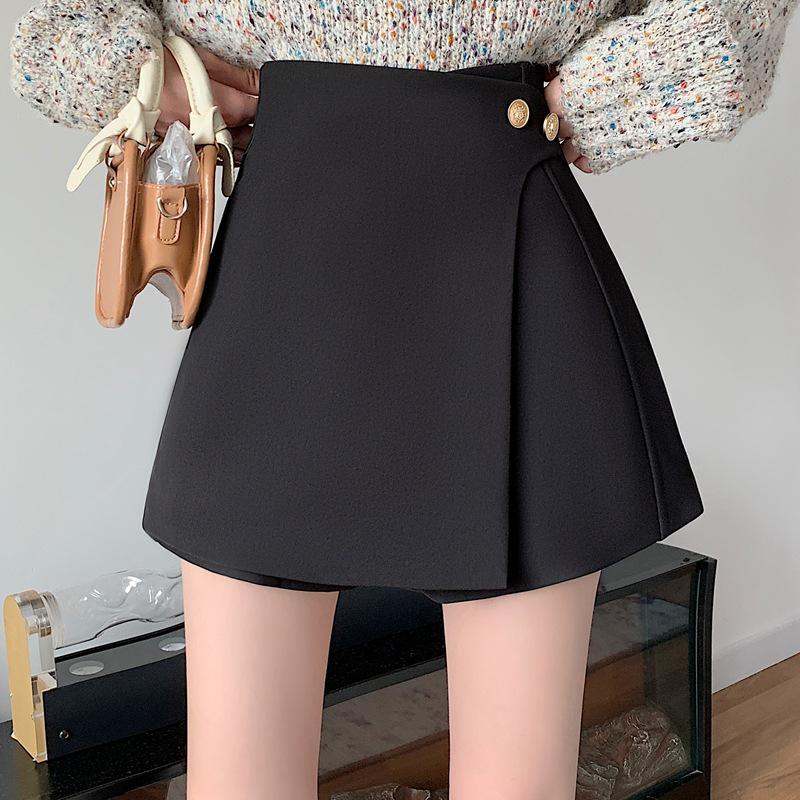 Trendy Irregular Black High Waist A-line Skirt for Women - Autumn Winter 2025 Large чёрный
