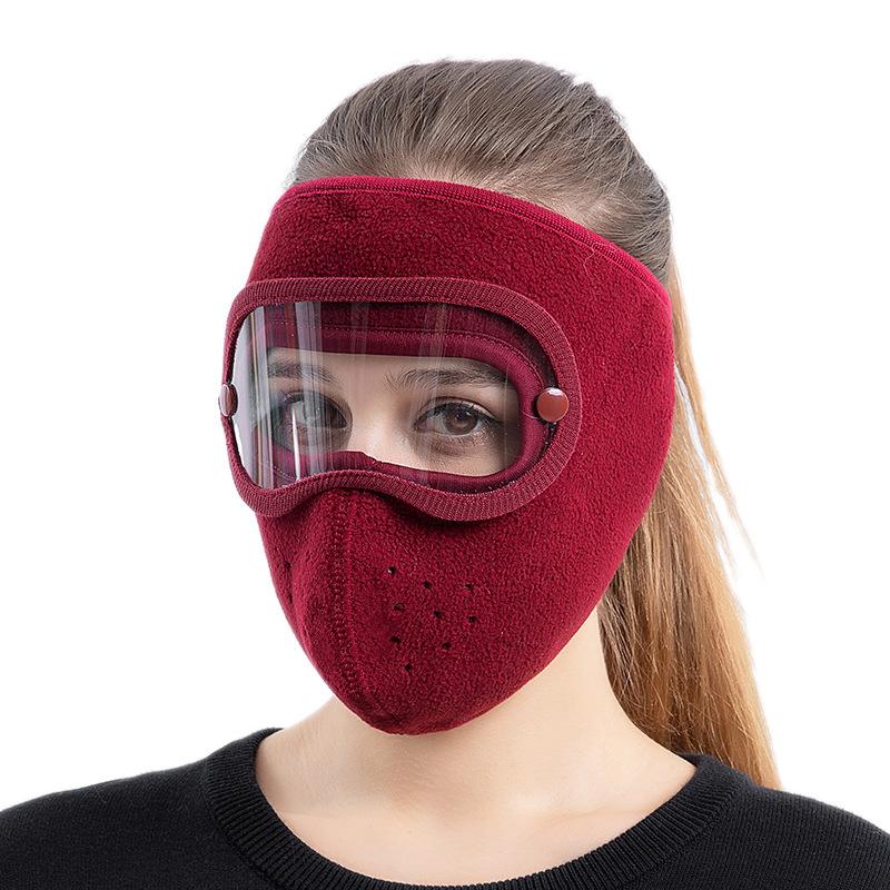 Autumn Winter Warm Face Mask Breathable Polar Fleece Outdoor Riding Windproof HD Goggles Anti-fog Mask For Men Women