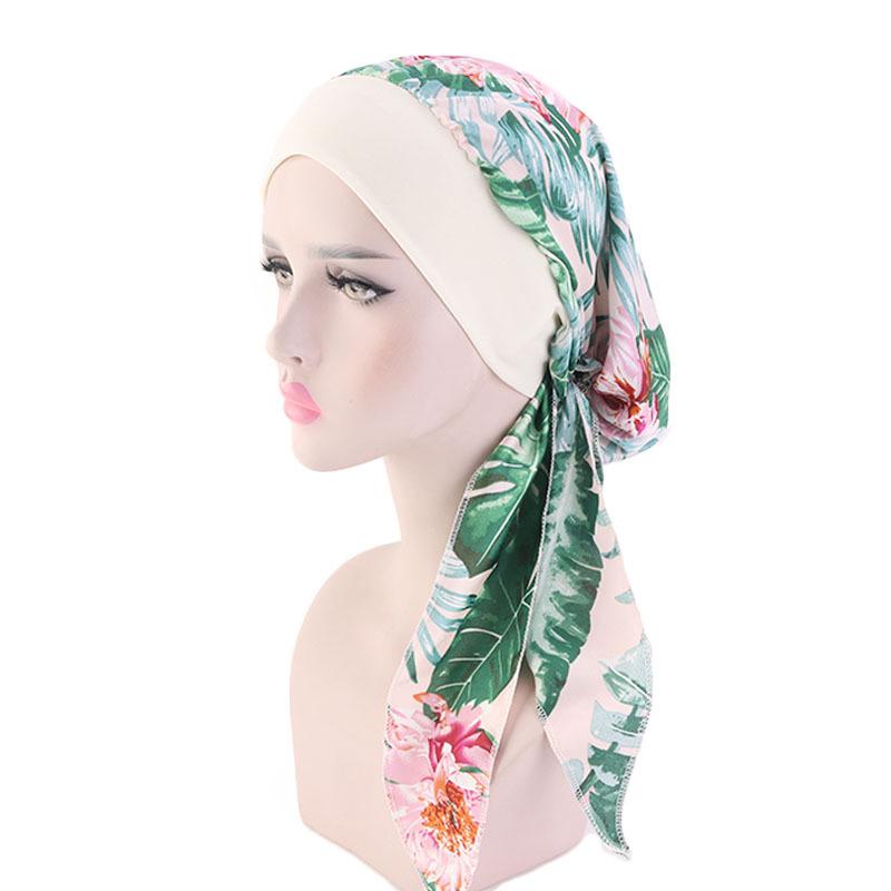 fashion printed flowers women inner hijabs cap muslim head scarf turban bonnet ready to wear ladies wrap under hijab caps