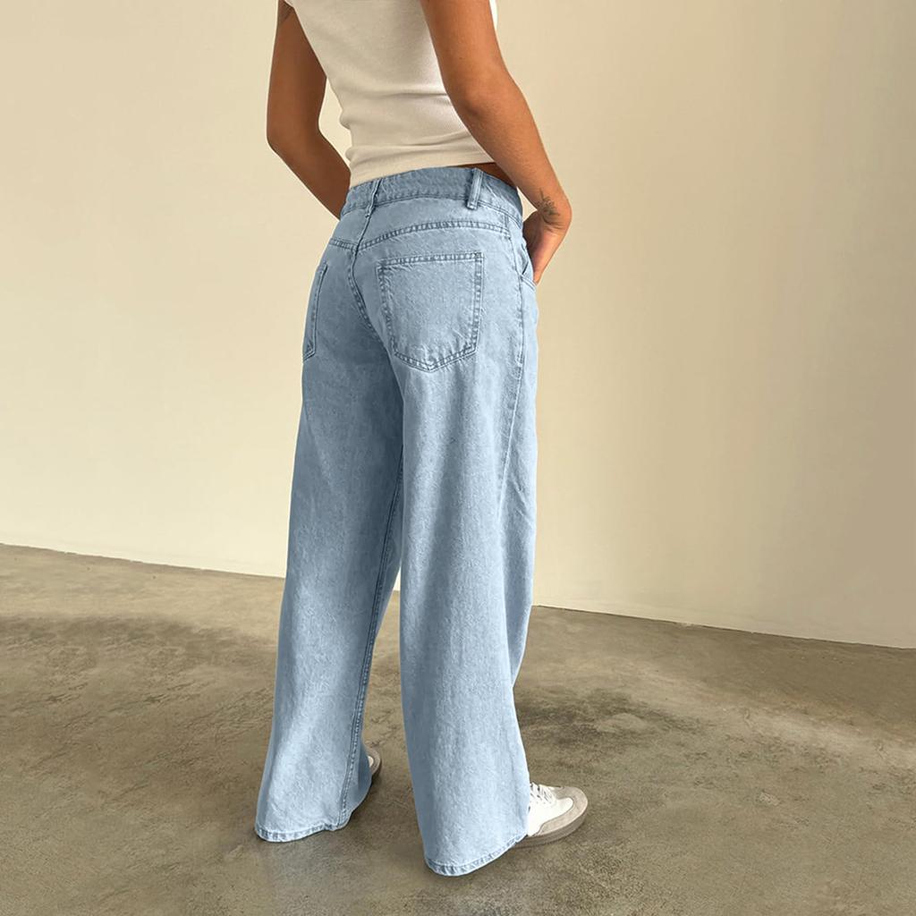 Women's Color Jeans Loose Casual Straight Leg Wide Leg Pants