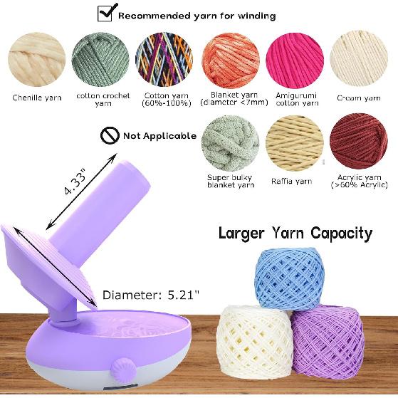 DAFENCHI Yarn Winder, Electric Yarn Winder That Can Work with Yarn Swift, Automatic Large Yarn Ball Winder for Crocheting, Speed Adjustable Yarn