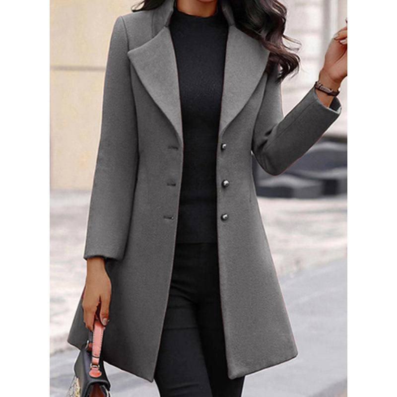 MGHR Jaquetas e casacos femininos vintage casual cor sólida estampa outono inverno manga comprida gola polo