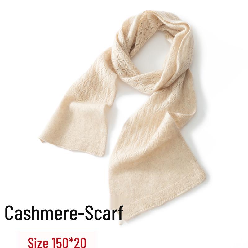 Women's Pure Cashmere Openwork Shawl - Autumn/Winter Korean Style Neck Protection Scarf